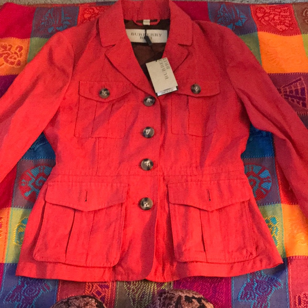 Orange red Burberry linen jacket